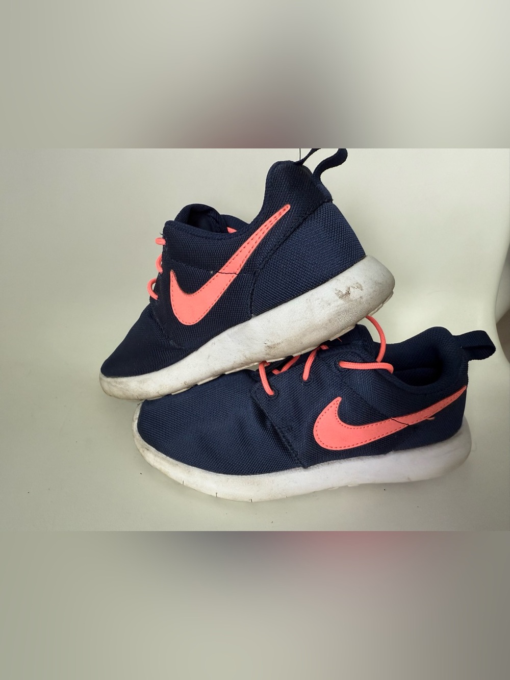 Nike Kids Navy Sneakers with Coral Pink Swoosh